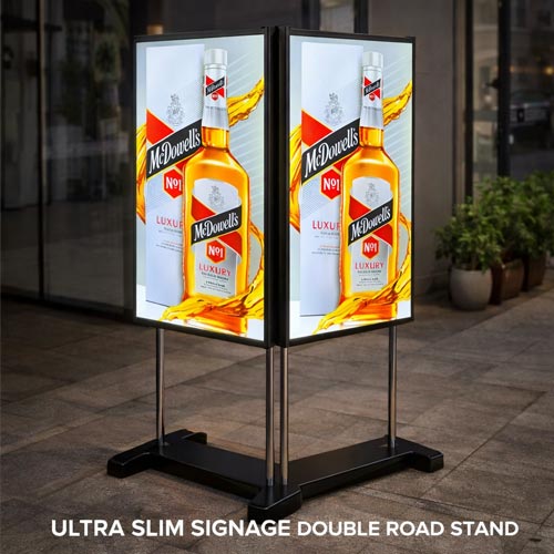 Ultra Slim Signage Double Road Stand